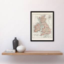 Artery8 Rand Mcnally & Co Framed Wall Art Vintage 1900 British Isles Map in White - Size: A4 - thumbnail 2