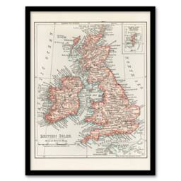 Artery8 Rand Mcnally & Co Framed Wall Art Vintage 1900 British Isles Map in White - Size: A4 - thumbnail 1