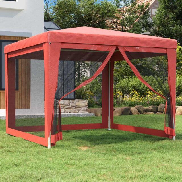 Berkfield Home Party Tent with 4 Mesh Sidewalls Red 3x3 m HDPE - image 1