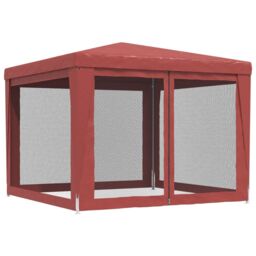 Berkfield Home Party Tent with 4 Mesh Sidewalls Red 3x3 m HDPE - thumbnail 5