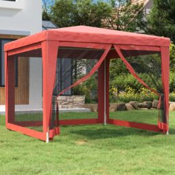 Berkfield Home Party Tent with 4 Mesh Sidewalls Red 3x3 m HDPE