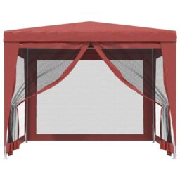 Berkfield Home Party Tent with 4 Mesh Sidewalls Red 3x3 m HDPE - thumbnail 3