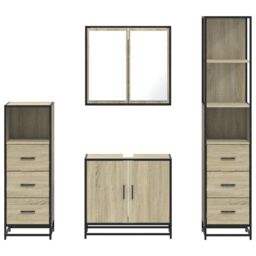 Berkfield Home 4¬†Piece Bathroom Furniture Set¬†Sonoma Oak Engineered Wood in Brown - thumbnail 5
