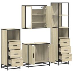 Berkfield Home 4¬†Piece Bathroom Furniture Set¬†Sonoma Oak Engineered Wood in Brown - thumbnail 6