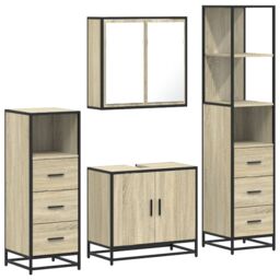 Berkfield Home 4¬†Piece Bathroom Furniture Set¬†Sonoma Oak Engineered Wood in Brown - thumbnail 2