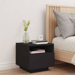 Berkfield Home Bedside Cabinet with LED Lights Black 40x39x37 cm - Size: 40 x 39 x 37 cm - thumbnail 3