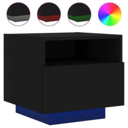 Berkfield Home Bedside Cabinet with LED Lights Black 40x39x37 cm - Size: 40 x 39 x 37 cm - thumbnail 1