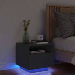 Berkfield Home Bedside Cabinet with LED Lights Black 40x39x37 cm - Size: 40 x 39 x 37 cm - thumbnail 2