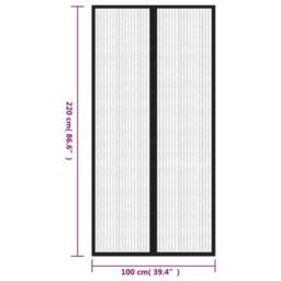 Berkfield Home Insect Door Curtains 2 pcs with Magnet Blocks Black 220x100 cm - thumbnail 8