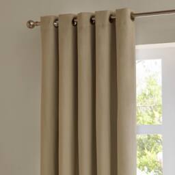 Furn The Ultimate Velvet 100% Blackout Eyelet Curtain Pair in Brown - Size: 168 cm width x 137 cm drop - thumbnail 5