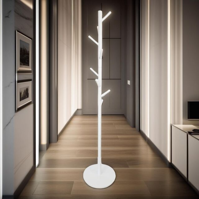 Pirlo Plush Wooden Adjustable Coat Stand With 8 Hooks in White - image 1