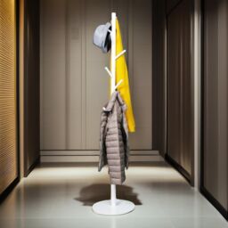 Pirlo Plush Wooden Adjustable Coat Stand With 8 Hooks in White - thumbnail 2