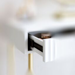 CARME HOME Maya White Dressing Table - Drawers with ribbed front finish & grey velvet lining - thumbnail 4
