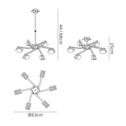 Netlighting Alfa Telescopic Semi Flush Convertible 6 Light G9 French Gold - thumbnail 2