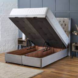 "BSSPOKE Amelia Ottoman Divan Bed Plush Velvet 54"" Headboard & Mattress in Pink - Size: King" - thumbnail 5