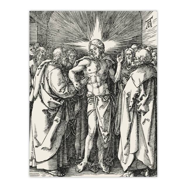 "Artery8 Doubting Thomas Bible Scene Albrecht Durer Wall Art Poster Print in White - Size: W12"" x H16""" - image 1
