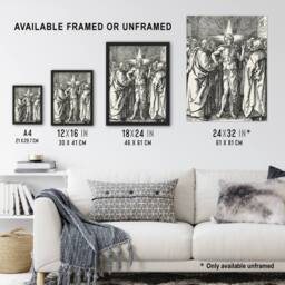 "Artery8 Doubting Thomas Bible Scene Albrecht Durer Wall Art Poster Print in White - Size: W12"" x H16""" - thumbnail 3