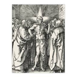 "Artery8 Doubting Thomas Bible Scene Albrecht Durer Wall Art Poster Print in White - Size: W12"" x H16""" - thumbnail 1