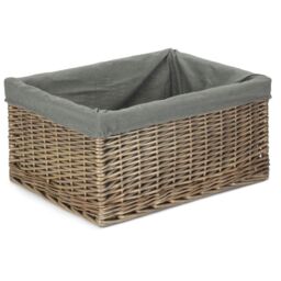 Red Hamper Jumbo Antique Wash Storage Basket with Grey Sage Lining - thumbnail 2