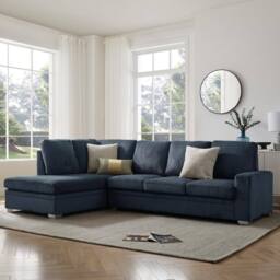 Home Detail Alcott Corner Sofa, Left Hand Facing With Double Footstool in Dark Blue - thumbnail 2