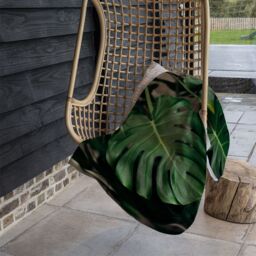 Benjamin Tate Design Monstera Leaves in home interior Designer Blanket in Natural - Size: 120 cm x 150 cm - thumbnail 3