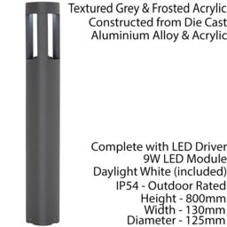 Loops 4 PACK Outdoor Post Bollard Light Grey Triangle IP54 Modern Driveway Lamp LED - thumbnail 3