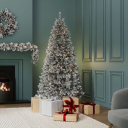 Charles Bentley Luxury 7ft Pre-Lit Faux Hinged Snowy Christmas Tree in White - thumbnail 2