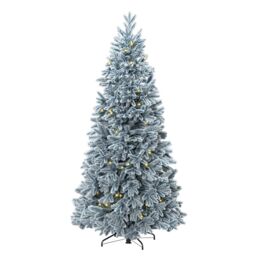 Charles Bentley Luxury 7ft Pre-Lit Faux Hinged Snowy Christmas Tree in White - thumbnail 3