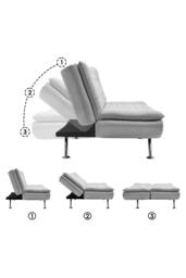 Living and Home Fabric 3-Seater Convertible Sofa Bed in Light Grey - thumbnail 4