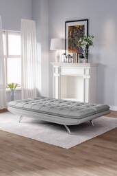 Living and Home Fabric 3-Seater Convertible Sofa Bed in Light Grey - thumbnail 2