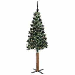 Berkfield Home Slim Christmas Tree with 300 LEDs Green & White 180 cm - thumbnail 3