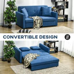 Wyld Haus Palani Bayo Snow Flannel Deep Blue 2 Seater Sofa Bed Hidden Storage in Dark Blue - thumbnail 4