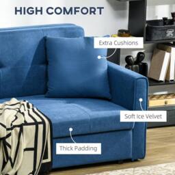 Wyld Haus Palani Bayo Snow Flannel Deep Blue 2 Seater Sofa Bed Hidden Storage in Dark Blue - thumbnail 6