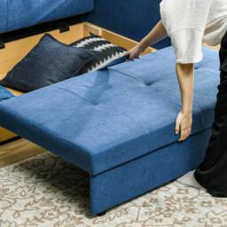Wyld Haus Palani Bayo Snow Flannel Deep Blue 2 Seater Sofa Bed Hidden Storage in Dark Blue - thumbnail 8