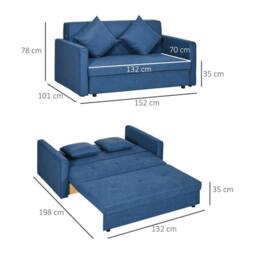 Wyld Haus Palani Bayo Snow Flannel Deep Blue 2 Seater Sofa Bed Hidden Storage in Dark Blue - thumbnail 3