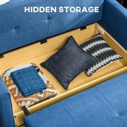Wyld Haus Palani Bayo Snow Flannel Deep Blue 2 Seater Sofa Bed Hidden Storage in Dark Blue - thumbnail 5