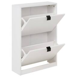 Wyld and Coco Shoe Storage Cabinet - White MDF 2 Compartments - thumbnail 4