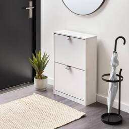 Wyld and Coco Shoe Storage Cabinet - White MDF 2 Compartments - thumbnail 1
