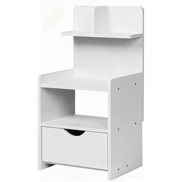 Kelvenix Drawer Cabinet End Side Table Bedroom Furniture Storage Nightstand in White - image 1