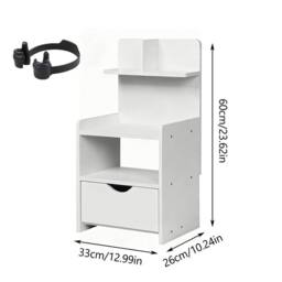 Kelvenix Drawer Cabinet End Side Table Bedroom Furniture Storage Nightstand in White - thumbnail 2