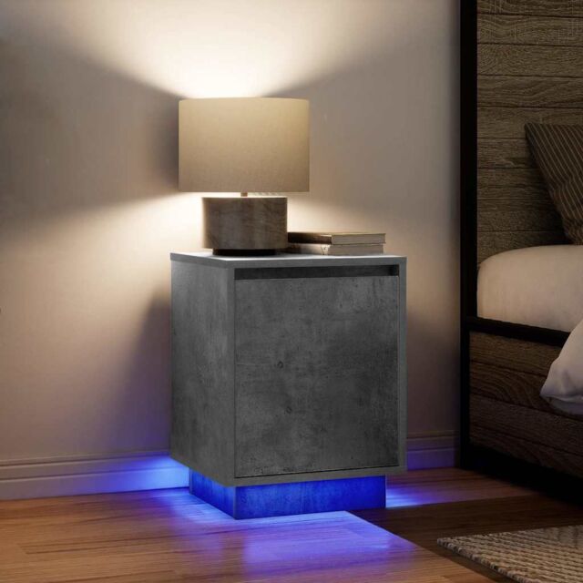 Berkfield Home Bedside Cabinets with LED Lights¬†2 pcs Concrete Grey 38x34x50 cm - Size: 38 x 34 x 50 cm - image 1
