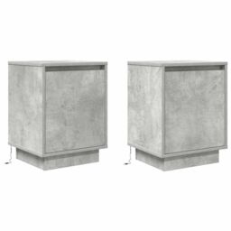 Berkfield Home Bedside Cabinets with LED Lights¬†2 pcs Concrete Grey 38x34x50 cm - Size: 38 x 34 x 50 cm - thumbnail 3