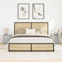 Berkfield Home Bedside Cabinets with LED Lights¬†2 pcs Concrete Grey 38x34x50 cm - Size: 38 x 34 x 50 cm - thumbnail 4