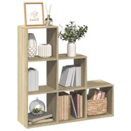 Berkfield Home Room Divider Bookcase¬†3-Tier Sonoma Oak 99x29x99 cm Engineered Wood in Light Brown - Size: 99 x 29 x 99 cm - thumbnail 2