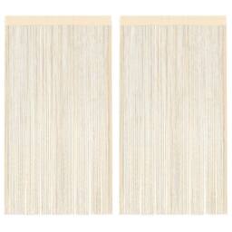 Berkfield Home String Curtains 2 pcs 100x250 cm Cream - thumbnail 2