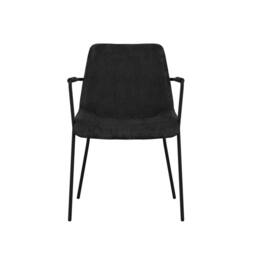 Lemon Pavilion Furniture Carlo Arms Dining Chair (Pack of 2) - Textured Velvet/Metal - Black - thumbnail 2