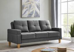 Home Detail Victoria Fabric Sofa Bed With Tufted Detail Removable Armrests & Wooden Legs in Charcoal - thumbnail 1