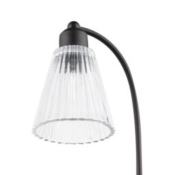 Happy Homewares Traditional Matte Black Arch Desk Table Lamp with Clear Ribbed Shade - thumbnail 4