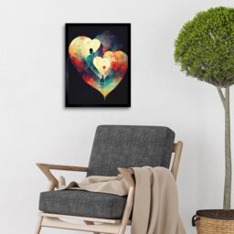 "Artery8 Wall Art Print Abstract Love Hearts Night Sky Painting Modern Art Framed in Black - Size: W12"" x H16""" - thumbnail 2