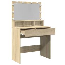 Berkfield Home Dressing Table with LED Sonoma Oak 80x41x134.5 cm in Light Brown - thumbnail 9